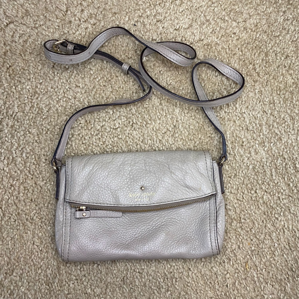 kate spade gray fold over crossbody bag